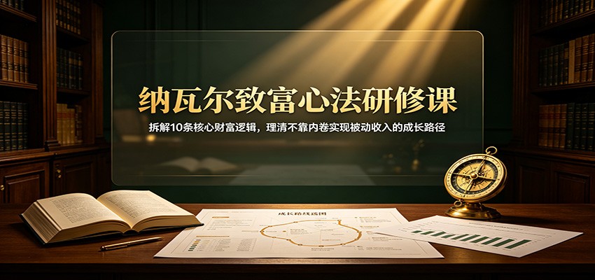 纳瓦尔致富心法研修课：拆解10条核心财富逻辑，理清不靠内卷实现被动收入的成长路径-伊亚库