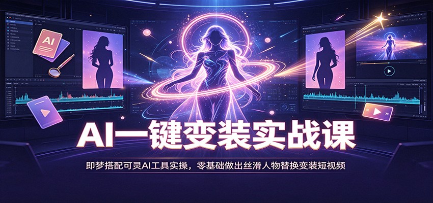 AI一键变装实战课：即梦搭配可灵AI工具实操，零基础做出丝滑人物替换变装短视频-伊亚库