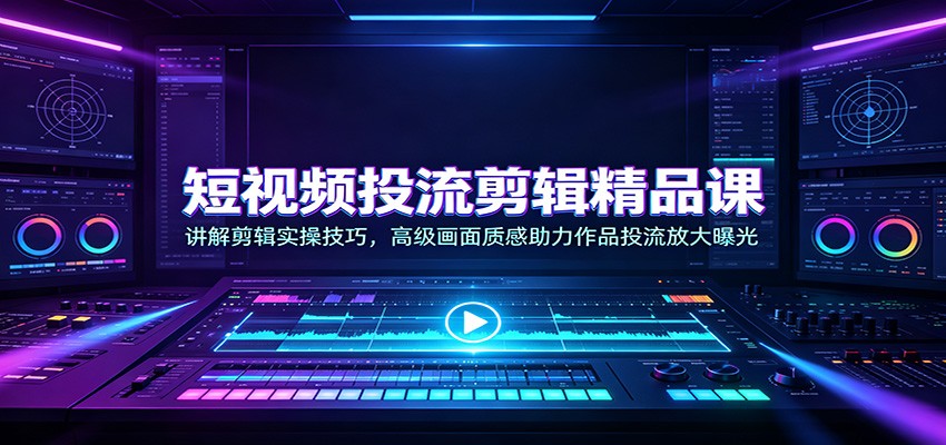 短视频投流剪辑精品课：讲解剪辑实操技巧，高级画面质感助力作品投流放大曝光-伊亚库