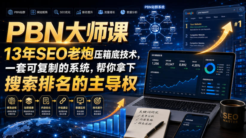 PBN大师课13年SEO老炮压箱底技术，一套可复制的系统，帮你拿下搜索排名的主导权【原创双语字幕】-伊亚库