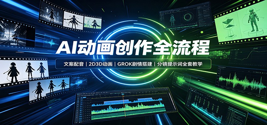 AI动画创作全流程：文案配音，2D3D动画，GROK剧情搭建，分镜提示词全套教学-伊亚库