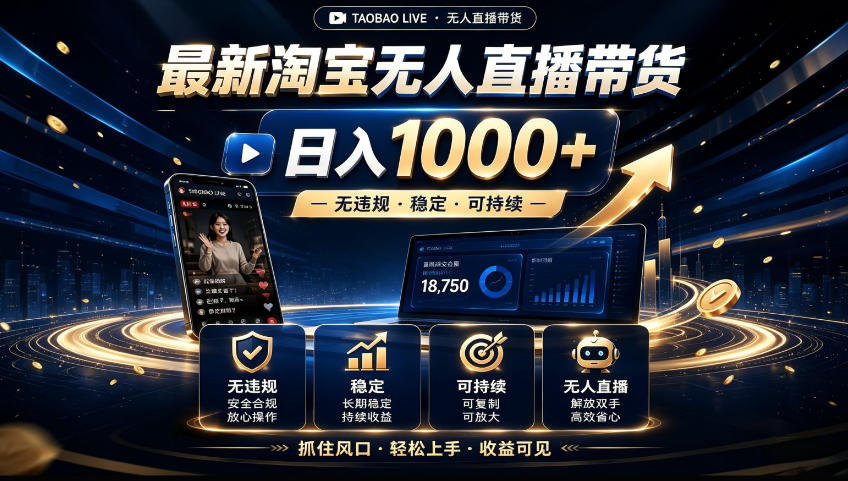 2026淘宝无人直播15.0，独家新技术，不用露脸、不用熬夜，自动直播自动出单，25小时卖17W【揭秘】-伊亚库
