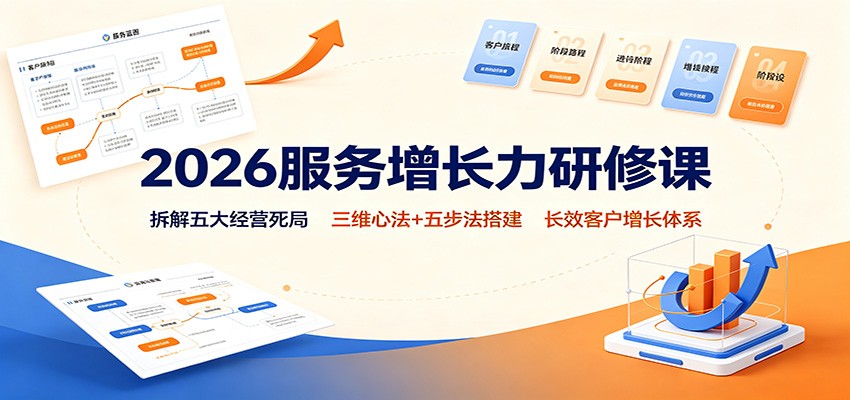 2026服务增长力研修课：拆解五大经营死局，三维心法+五步法搭建长效客户增长体系-伊亚库