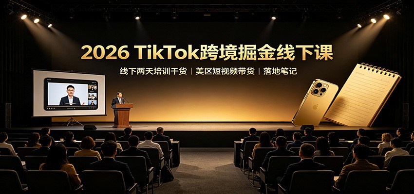 2026 TikTok跨境掘金线下课：线下两天培训干货，美区短视频带货落地笔记-伊亚库
