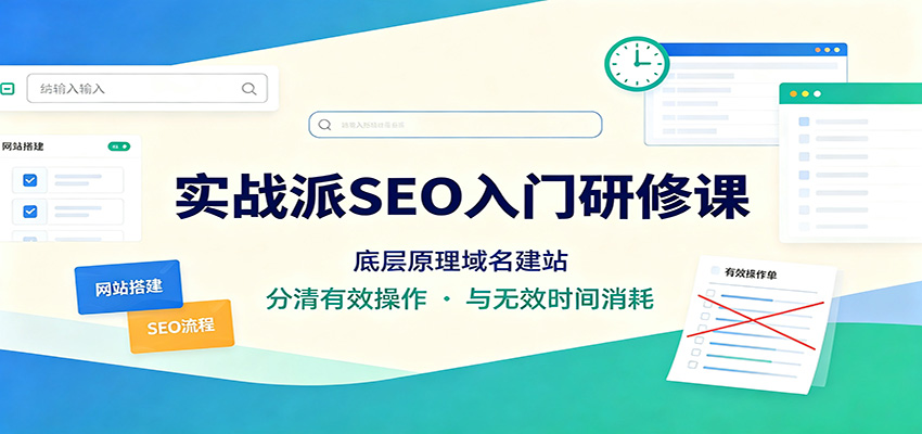实战派SEO入门研修课：底层原理域名建站，分清有效操作与无效时间消耗-伊亚库