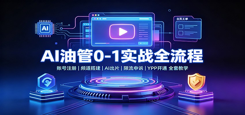 AI油管0-1实战：账号注册频道搭建，AI出片，限流申诉，YPP开通全套教学-伊亚库