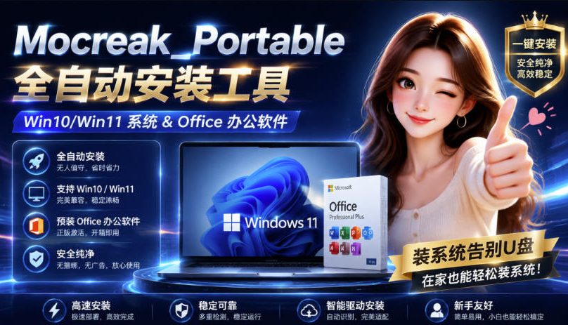 Mocreak全自动安装office和win10、win11系统，告别U盘装系统，使用安全可靠-伊亚库