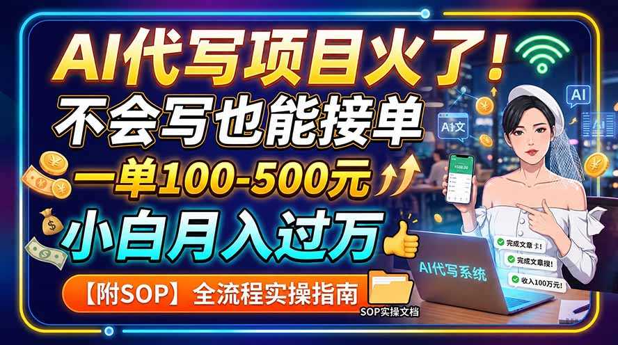 AI代写项目火了！不会写也能接单，一单100-500元，小白月入过万【附SOP】-伊亚库