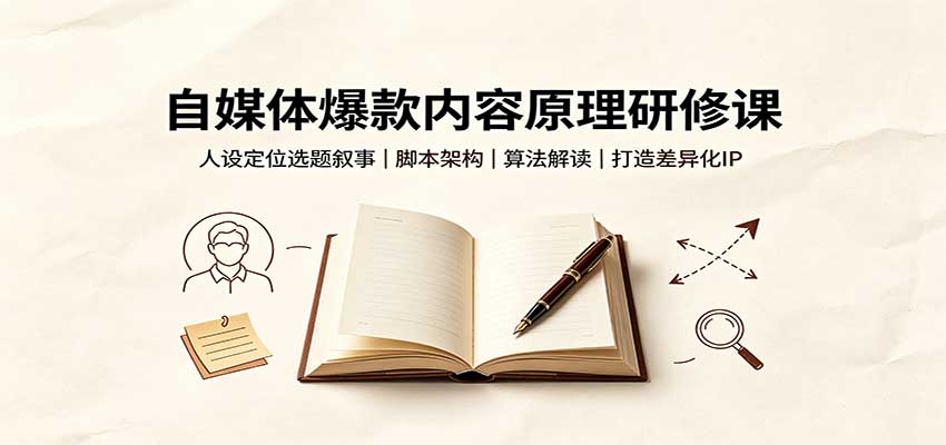 自媒体爆款内容原理研修课：人设定位选题叙事，脚本架构，算法解读打造差异化IP-伊亚库