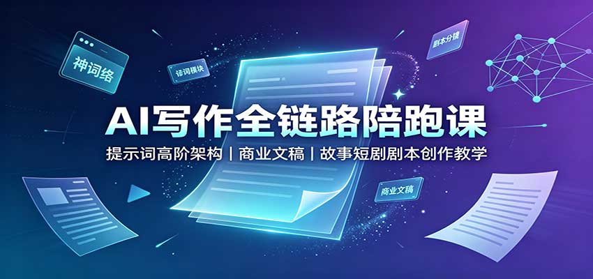 AI写作全链路陪跑课：提示词高阶架构，商业文稿，故事短剧剧本创作教学-伊亚库