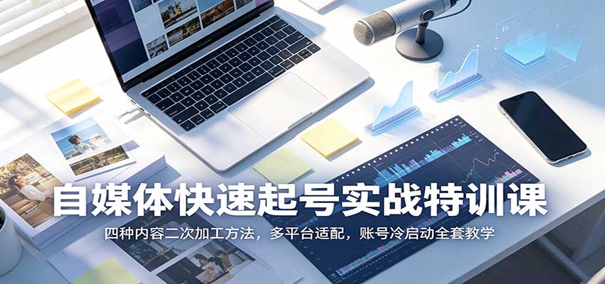 自媒体快速起号实战特训课：四种内容二次加工方法，多平台适配，账号冷启动全套教学-伊亚库