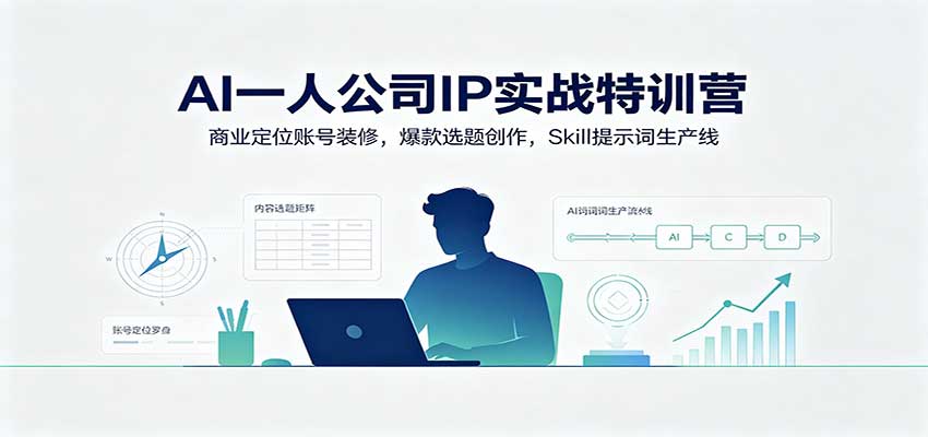 AI一人公司IP实战特训营：商业定位账号装修，爆款选题创作，Skill提示词生产线-伊亚库