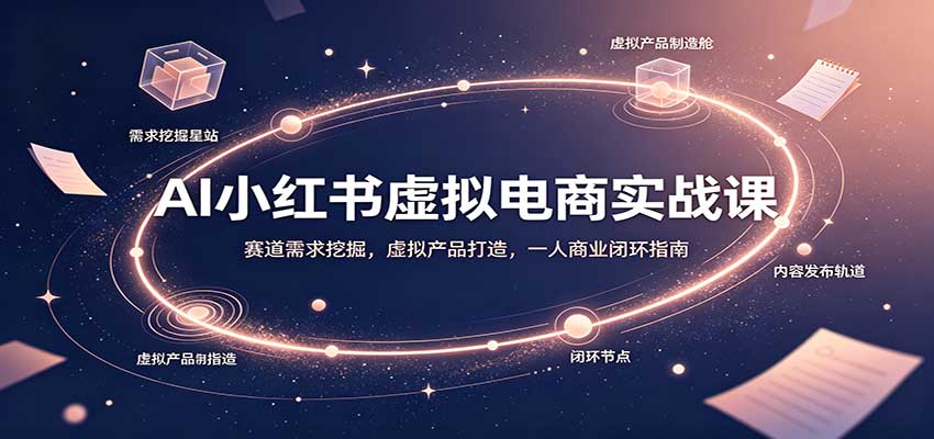 AI小红书虚拟电商实战课：赛道需求挖掘，虚拟产品打造，一人商业闭环指南-伊亚库