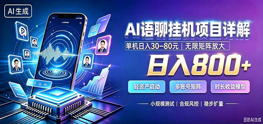 AI语聊挂机，日入800+，适用个人副业，工作室矩阵操作-伊亚库