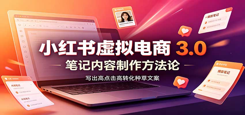 小红书虚拟电商3.0：账号搭建选品开店，笔记内容制作，矩阵投放教学-伊亚库