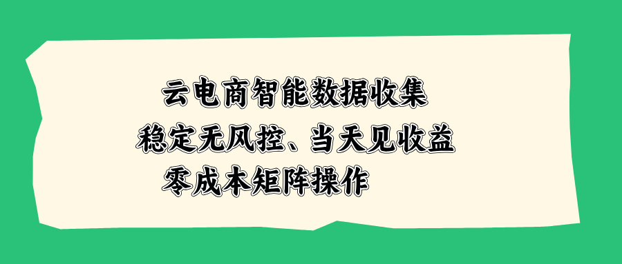 云电商智能数据收集，稳定无风控，当天见收益，零成本矩阵操作-伊亚库