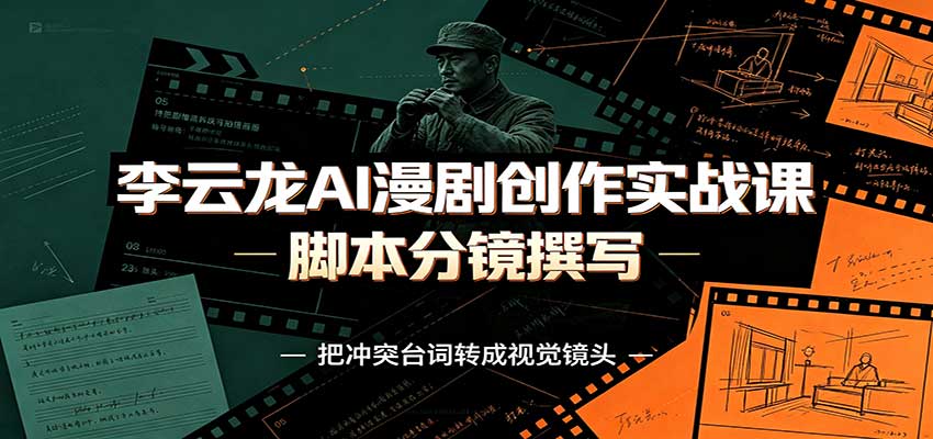 李云龙AI漫剧创作实战课:角色人设还原,脚本分镜撰写,AI漫剧成片完整制作教学-伊亚库