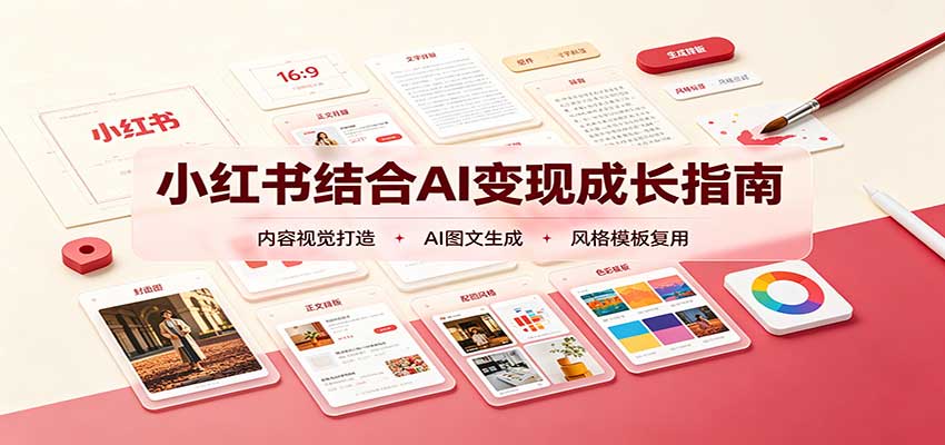 小红书结合AI变现成长指南：账号精准定位，内容视觉打造，搭建可复制流量获客体系-伊亚库