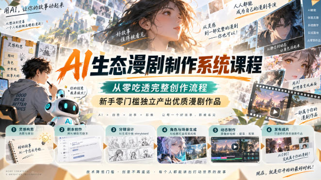 AI生态漫剧制作系统课程，从零吃透完整创作流程，新手零门槛独立产出优质漫剧作品-伊亚库