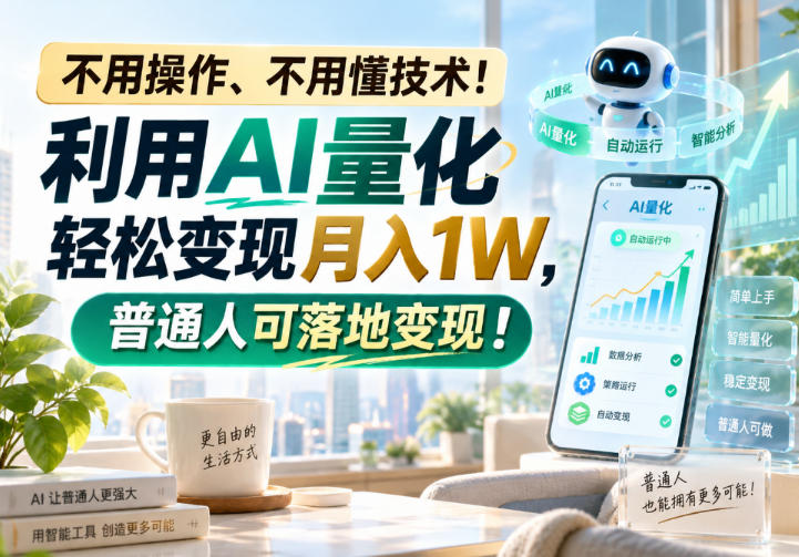 不用操作、不用懂技术！利用AI量化轻松变现月入1W，普通人可落地变现！【揭秘】-伊亚库