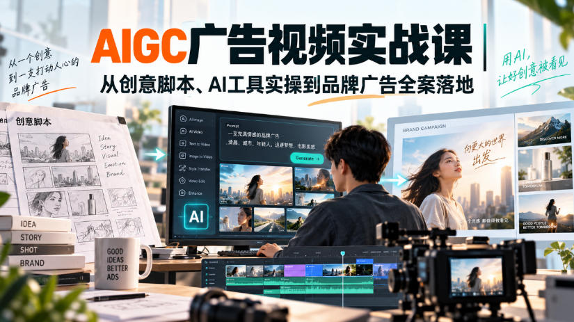 AIGC广告视频实战课｜从创意脚本、AI工具实操到品牌广告全案落地-伊亚库