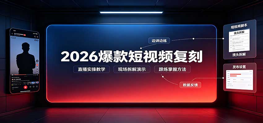 2026爆款短视频复刻：直播实操教学，配套文字文档掌握全流程-伊亚库