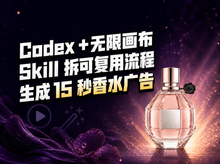 我把Amazon香水视频拆成Codex Skill：无限画布负责最后15秒-伊亚库