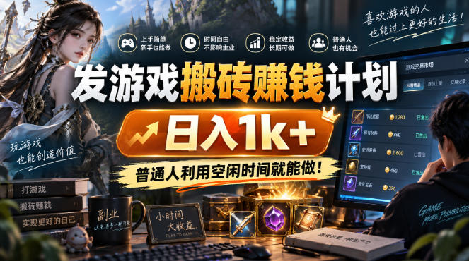 发游戏搬砖賺钱计划，日入1k+，普通人利用空闲时间就能做！【揭秘】-伊亚库