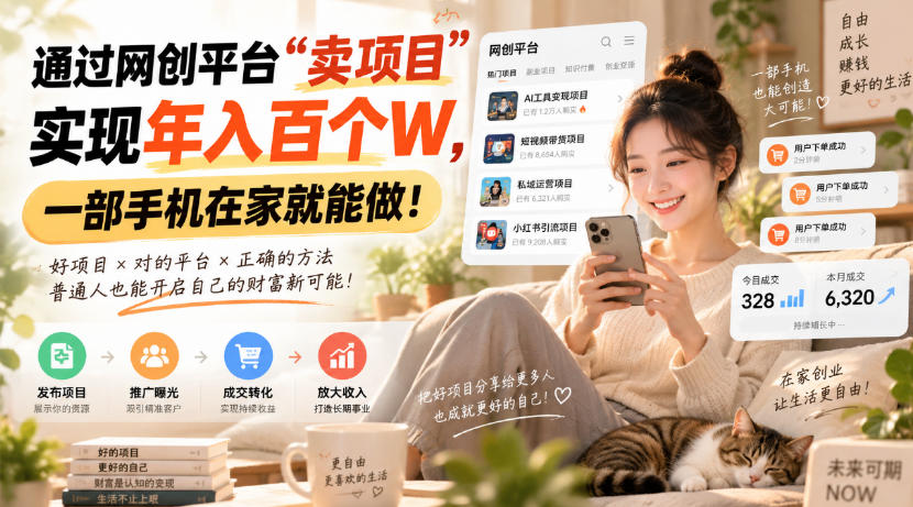 靠卖网创项目变现，一年拿下百万收益！一台手机就能操作！-伊亚库