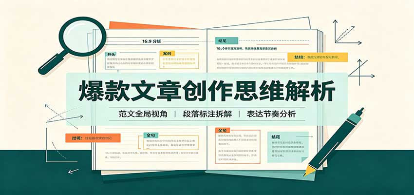 爆款文章创作思维解析：全局视角拆解范文，梳理行文逻辑，搭配真实拆文实操案例-伊亚库
