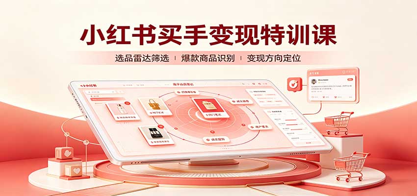 小红书买手变现特训课：账号定位养号起号，选品挂车，笔记标题封面全套教学-伊亚库