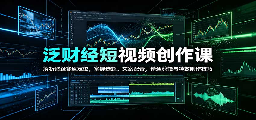 泛财经短视频创作课：解析财经赛道定位，掌握选题、文案配音，精通剪辑与特效制作技巧-伊亚库