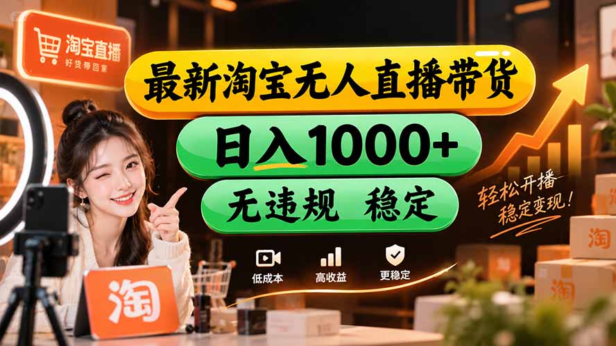 【新技术】淘宝无人直播，独家，日入2K+，无封号，可矩阵，长期稳定-伊亚库