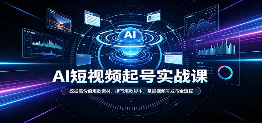 短视频AI起号实战课：挖掘高价值爆款素材，撰写爆款脚本，掌握视频号发布全流程-伊亚库