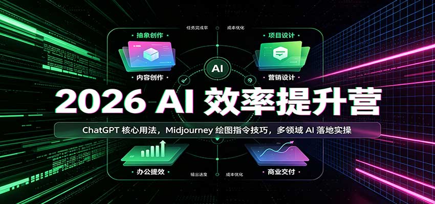 2026 AI效率提升营：ChatGPT核心用法，Midjourney绘图指令技巧，多领域AI落地实操-伊亚库