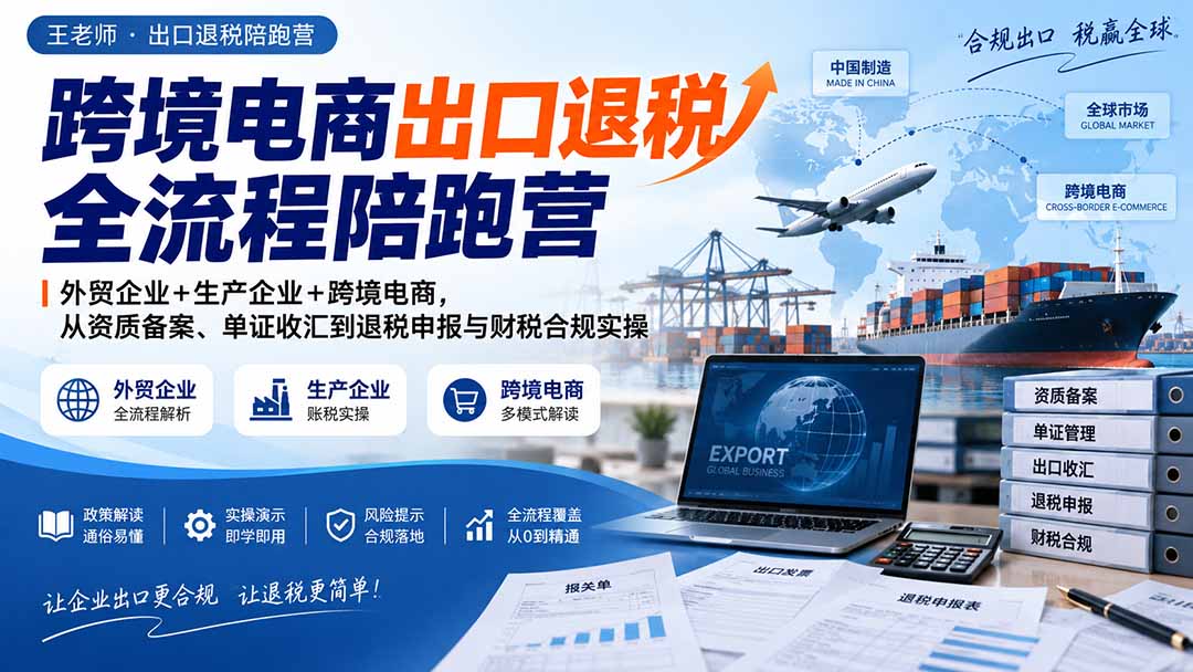 跨境电商出口退税全流程陪跑营｜外贸企业+生产企业+跨境电商，从资质备案、单证收汇到退税申报与财税合规实操-伊亚库