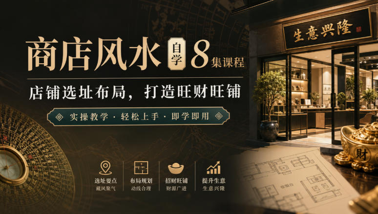 商店风水自学8集课程｜店铺选址布局，打造旺财旺铺实操教学-伊亚库