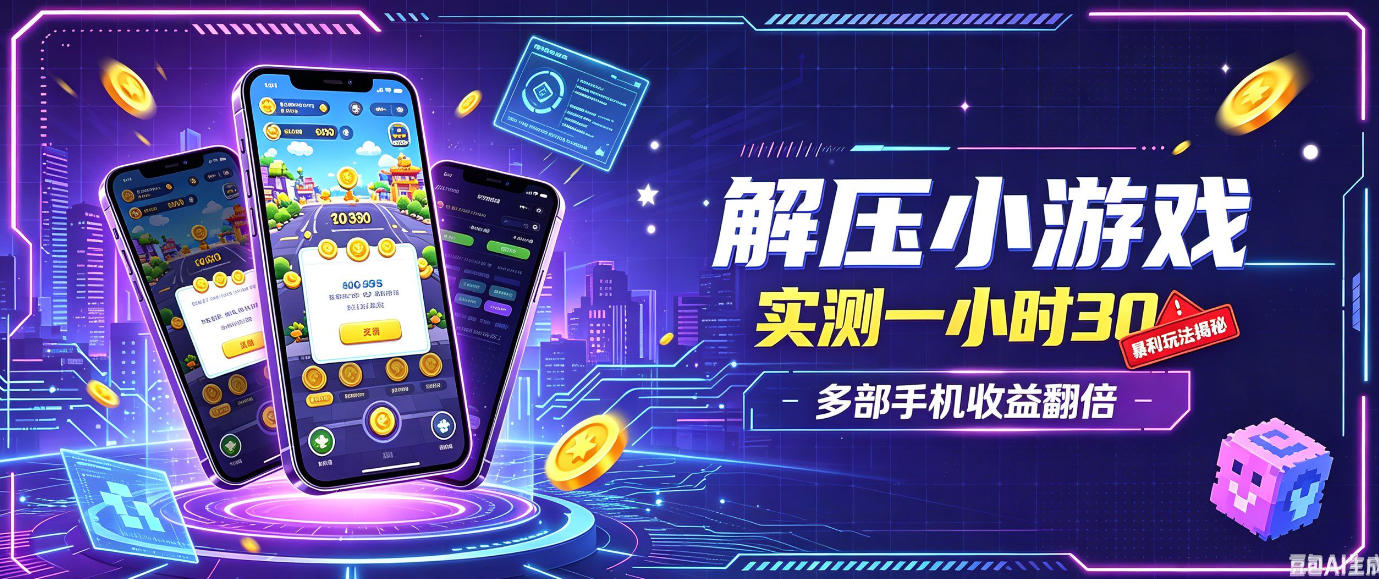 小游戏全流程玩法，实测一小时搞30，简单无脑解压，当天做当天就能看到进账，直接冲就行【揭秘】-伊亚库