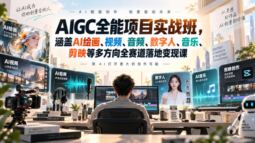 AIGC全能项目实战班，涵盖AI绘画、视频、音频、数字人、音乐、剪映等多方向全赛道落地变现课(更新)-伊亚库
