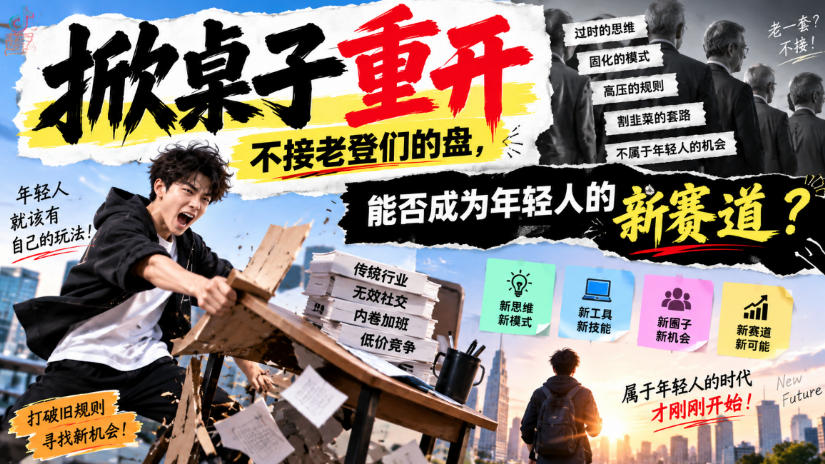 某公众号付费文章：掀桌子重开，不接老登们的盘，能否成为年轻人的新赛道？-伊亚库