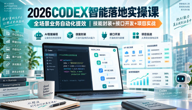 2026Codex智能落地实操课，全场景业务自动化提效，技能封装+接口开发+项目实战-伊亚库