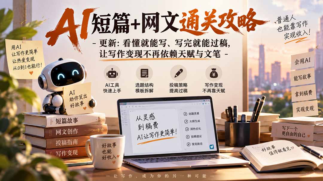 AI短篇+网文通关攻略-更新0921：看懂就能写、写完就能过稿，让写作变现不再依赖天赋与文笔-伊亚库