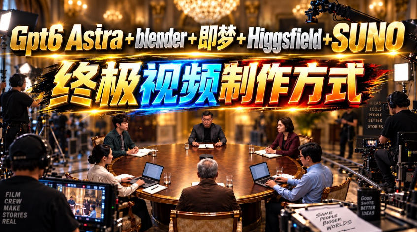 GPT-6 Astra+Blender+即梦+Higgsfield+Suno=终极视频制作方式！-伊亚库