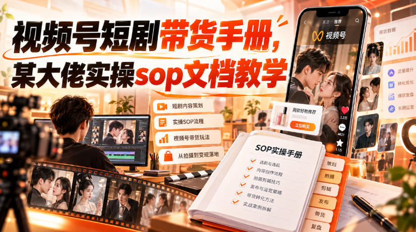 视频号短剧带货手册，某大佬实操sop文档教学-伊亚库