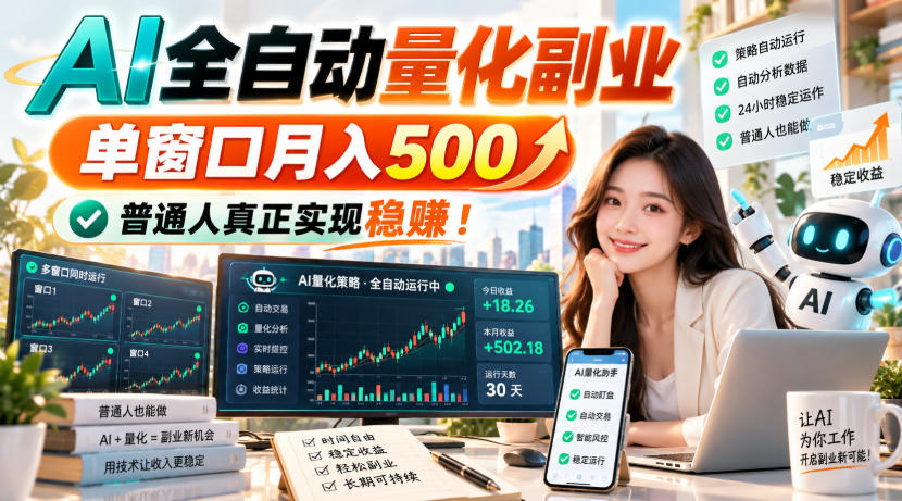 AI全自动量化副业，单窗口月入500，普通人真正实现稳賺！【揭秘】-伊亚库