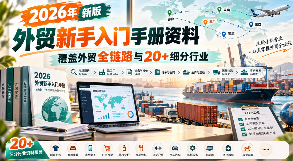 2026年新版外贸新手入门手册资料，覆盖外贸全链路与20+细分行业-伊亚库