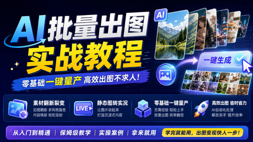 AI批量出图实战教程，素材翻新裂变，静态图转实况，零基础一键量产-伊亚库