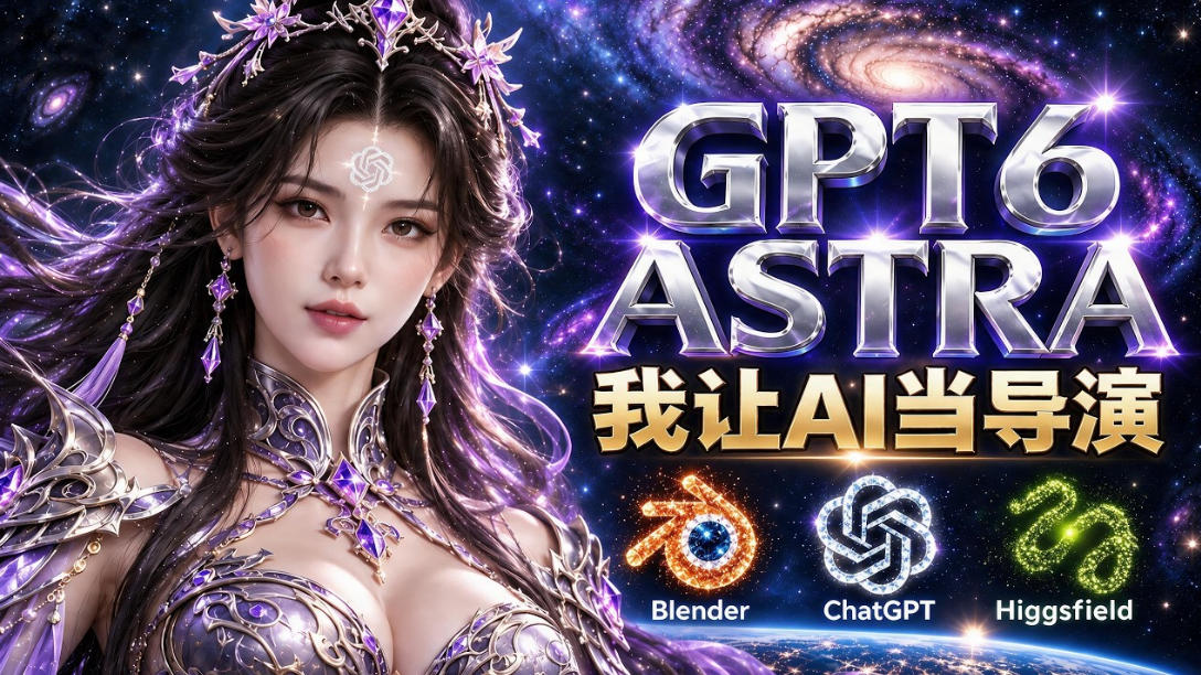 让GPT-6 Astra当导演！Higgsfield和Blender实战打造30秒玄幻精准运镜短片！-伊亚库