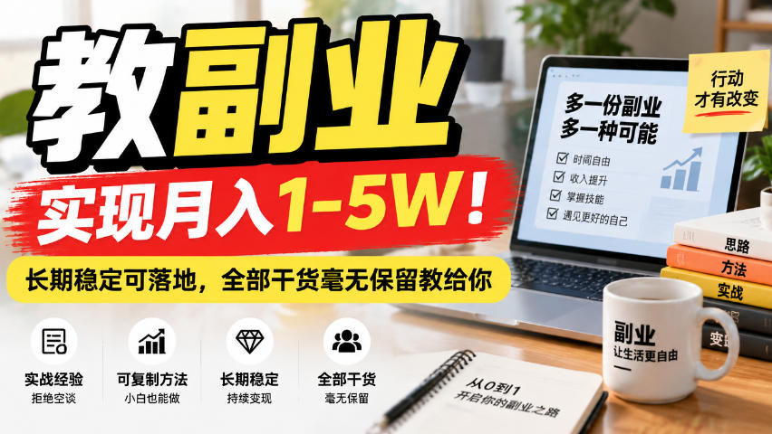 “教副业”实现月入1-5W！长期稳定可落地，全部干货毫无保留教给你【揭秘】-伊亚库
