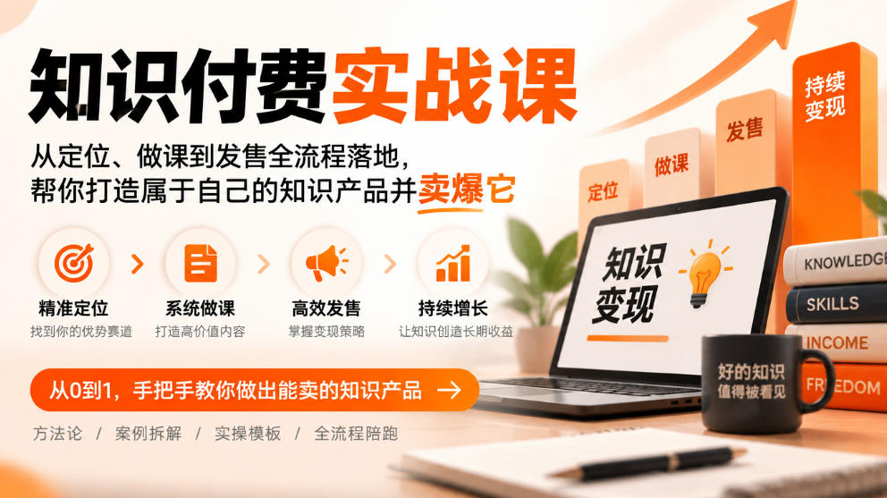 知识付费实战课：从定位、做课到发售全流程落地，帮你打造属于自己的知识产品并卖爆它-伊亚库